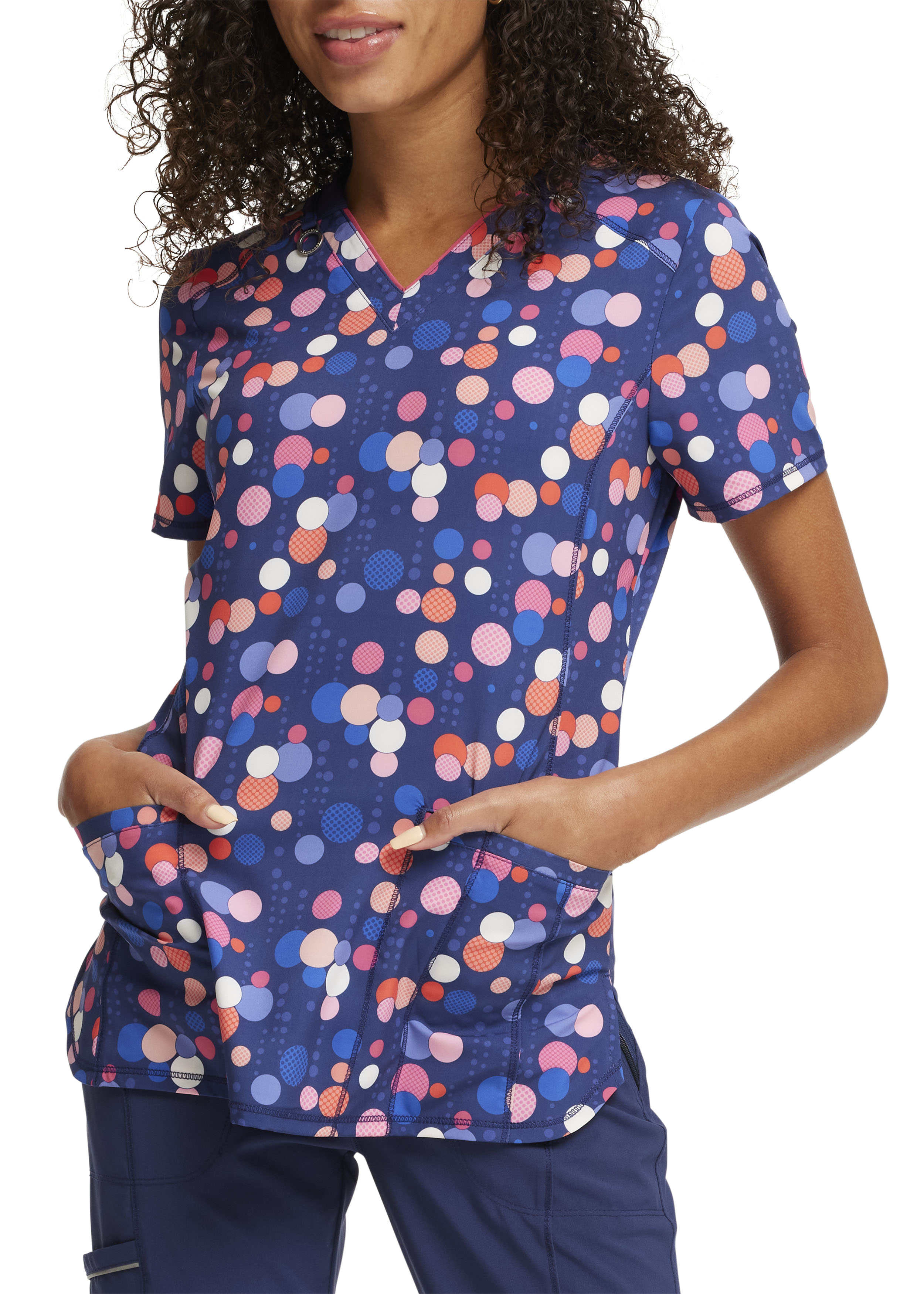 iflex by Cherokee Women's Fancy Floral Print Scrub Top Clearance