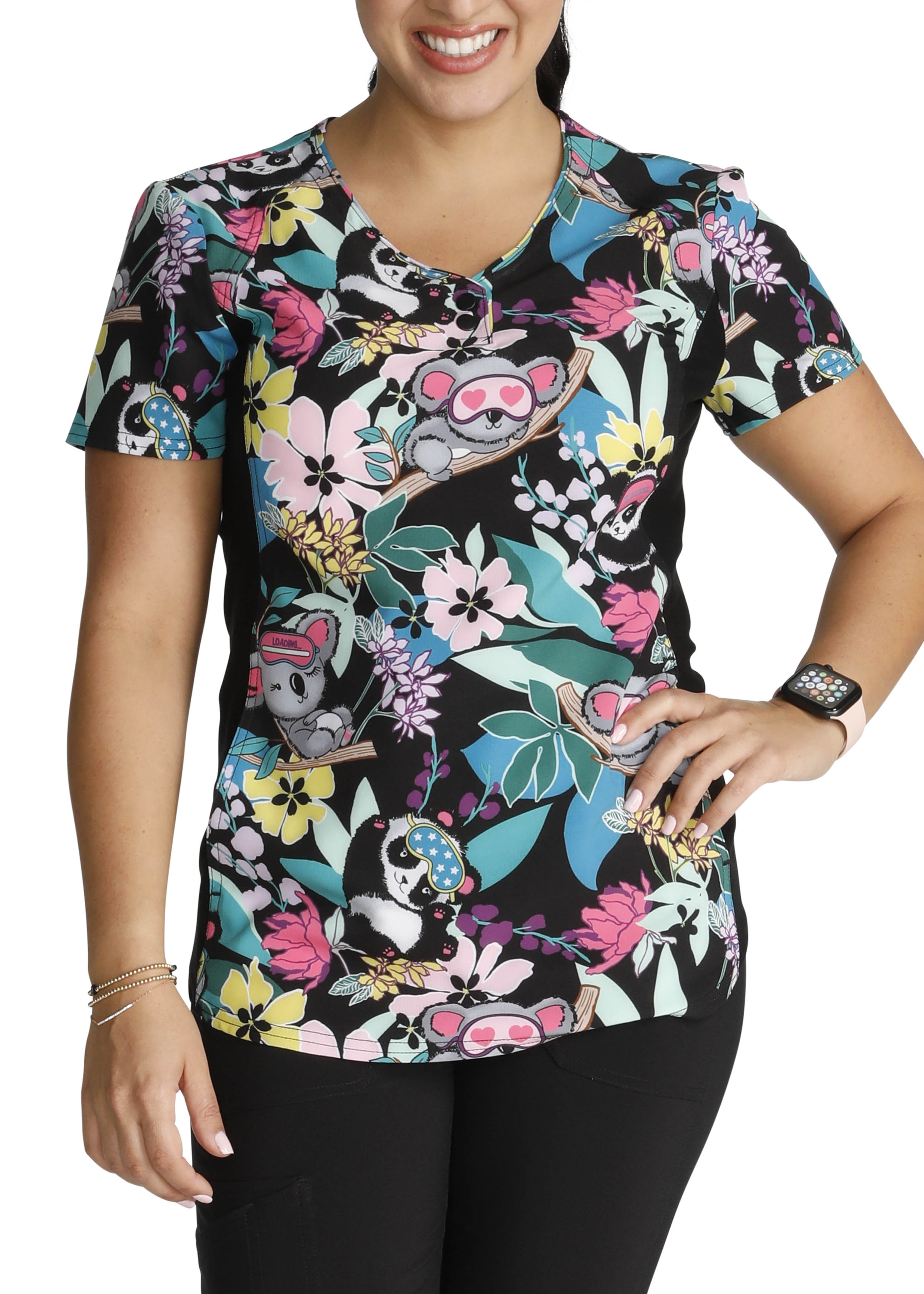 UA Jungle Fronds Navy Print Scrub Top, Fashion Scrubs