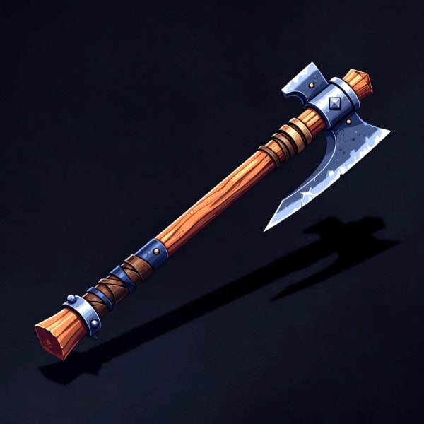 A bearded greataxe with a cruel, curved blade