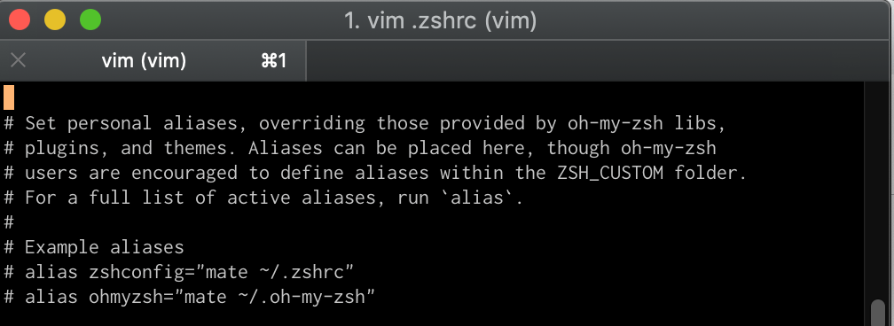 the .zshrc file - alias section