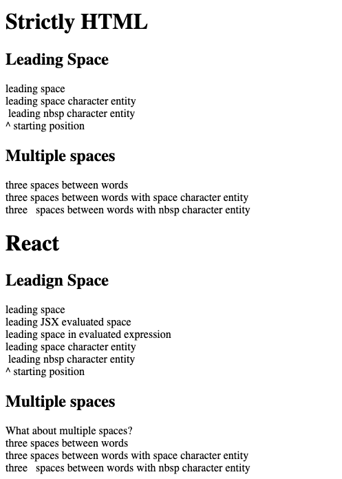 leading spaces exercise