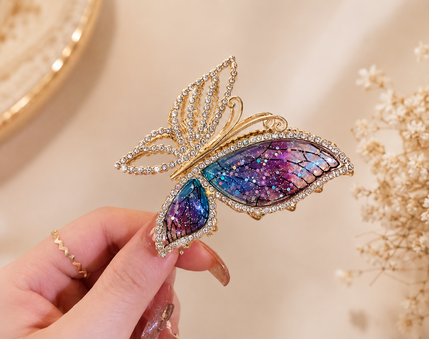 Aurora Butterfly Metal Hair Claw Clip