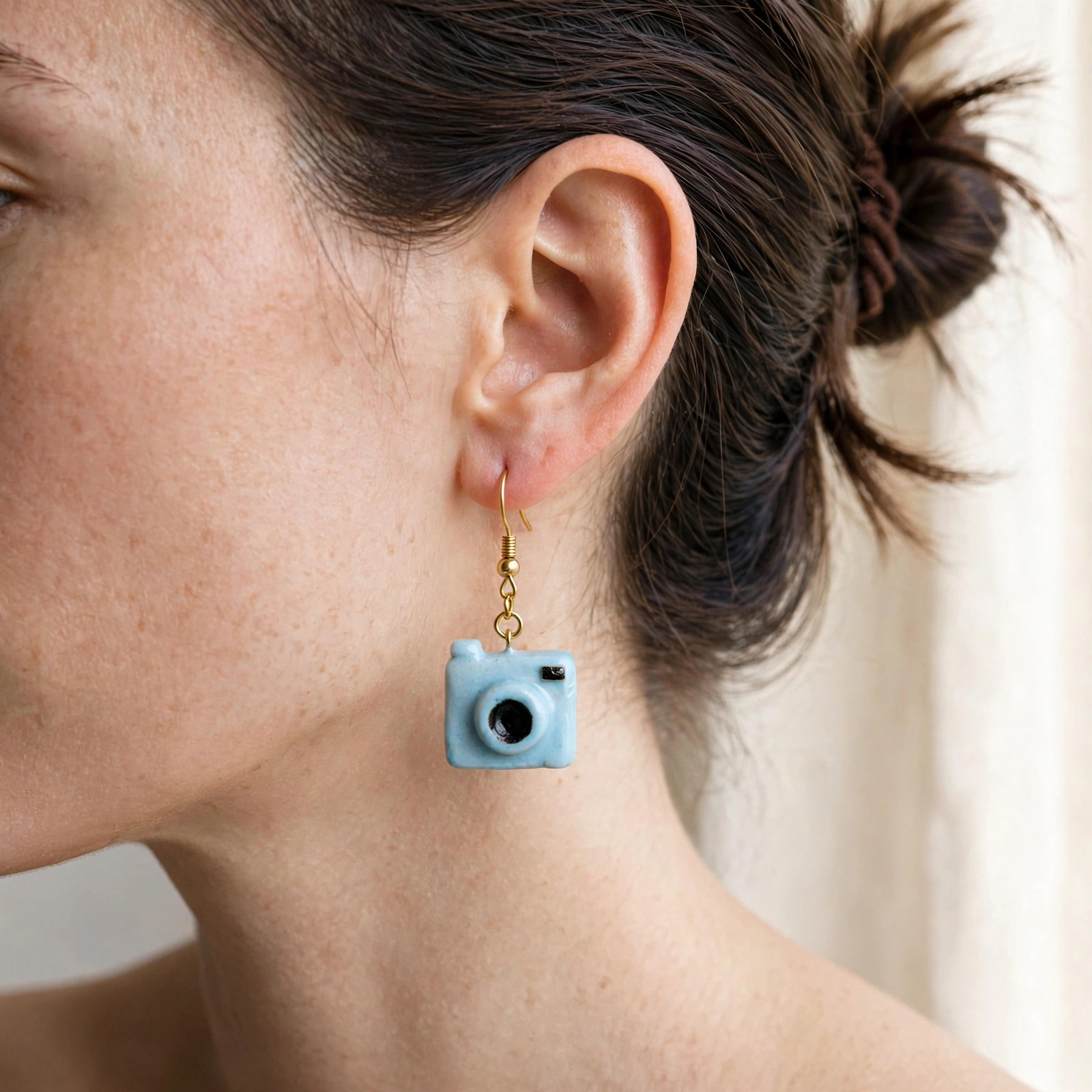 Camera Charm Handmade Clay Earrings 3