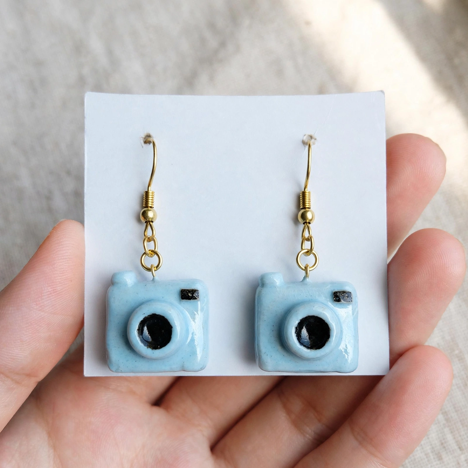 Camera Charm Handmade Clay Earrings