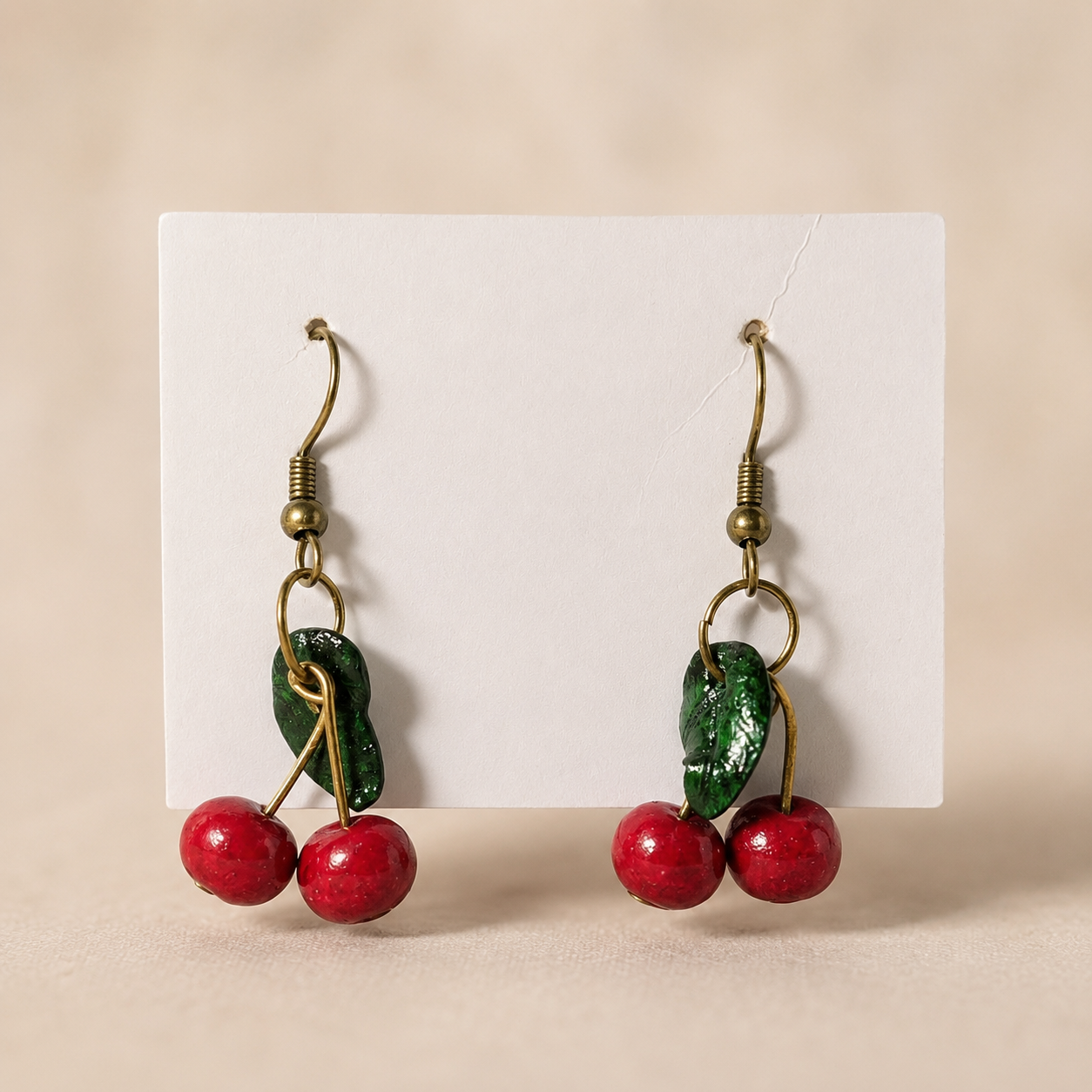 🍒 Cherry Charm Handmade Earrings