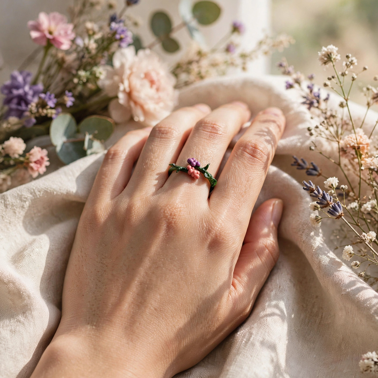 🌸 Berry Blossom Vine Ring 1