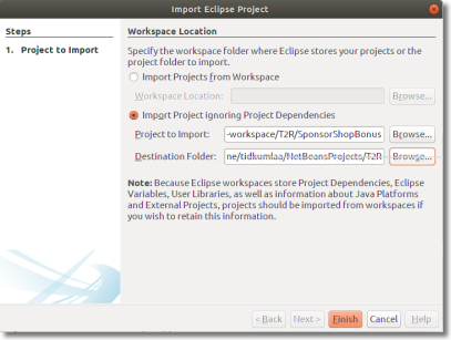 Import Project ignoring Project Dependencies