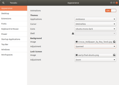 GNOME Tweaks Spanned Wallpaper