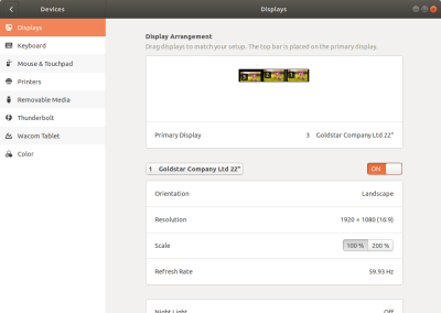 Ubuntu Displays Setting