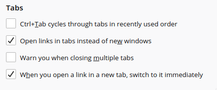 Tabs option