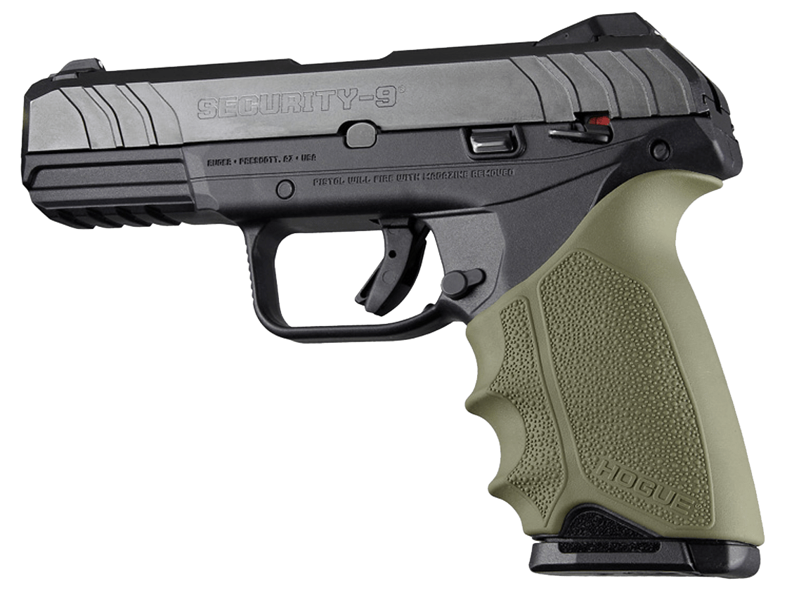 Hogue 17701 HandAll Beavertail made of Rubber with Textured OD Green Finish & Finger Grooves for Ruger Security-9