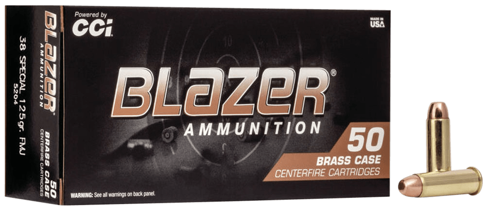 CCI 5204 Blazer Brass Handgun 38Special 125gr Full Metal Jacket 50 Per Box/20 Case