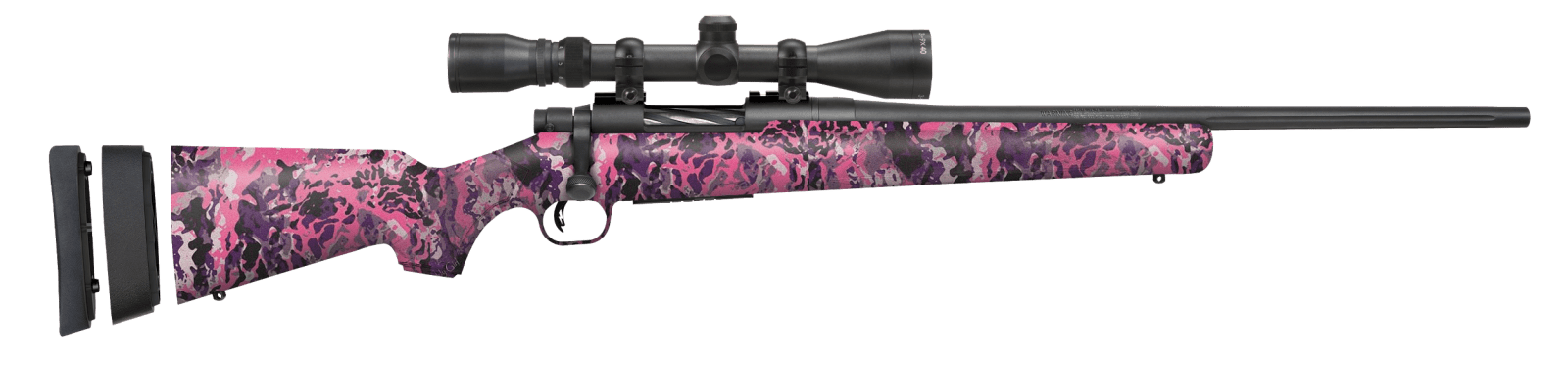 Mossberg 28145 Patriot Super Bantam 308 Win Caliber with 5+1 Capacity, 20" Fluted Barrel, Matte Blued Metal Finish & Muddy Girl Wild Synthetic Stock Right Hand (Youth) Includes 3-9x40mm Scope