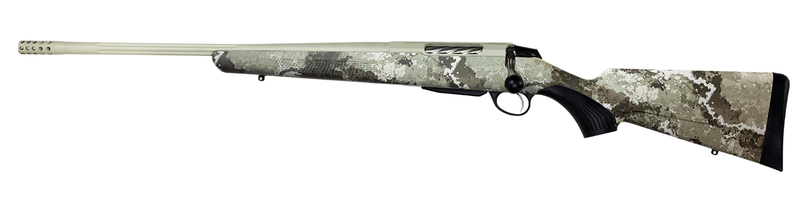 Tikka JRTXVA47124 T3x Lite 7mm PRC 3+1 24.40" Desert Verde Cerakote Fluted Threaded Barrel & Drilled & Tapped Receiver, Veil Alpine Fixed Synthetic Stock, Left Hand