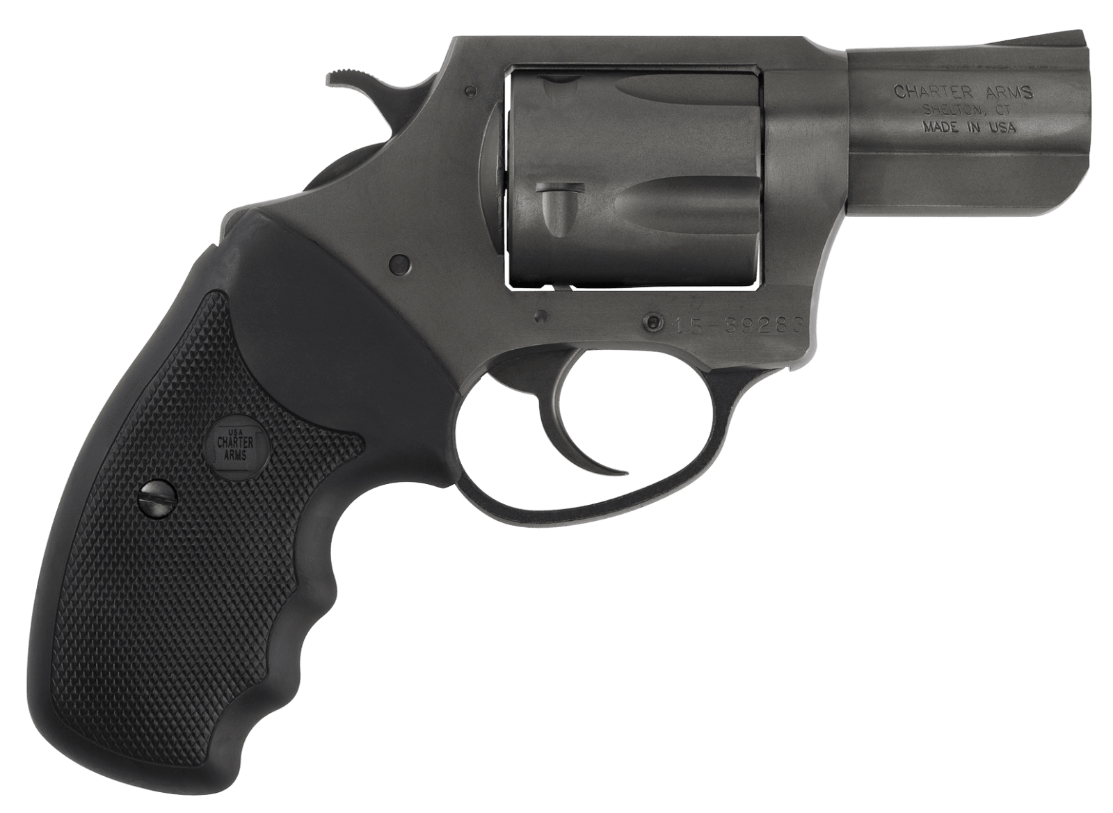Charter Arms 64020 Pitbull Large 40 S&W, 5 Shot 2.30" Black Nitride Steel Barrel, Cylinder & Frame w/Black Finger Grooved Rubber Grip