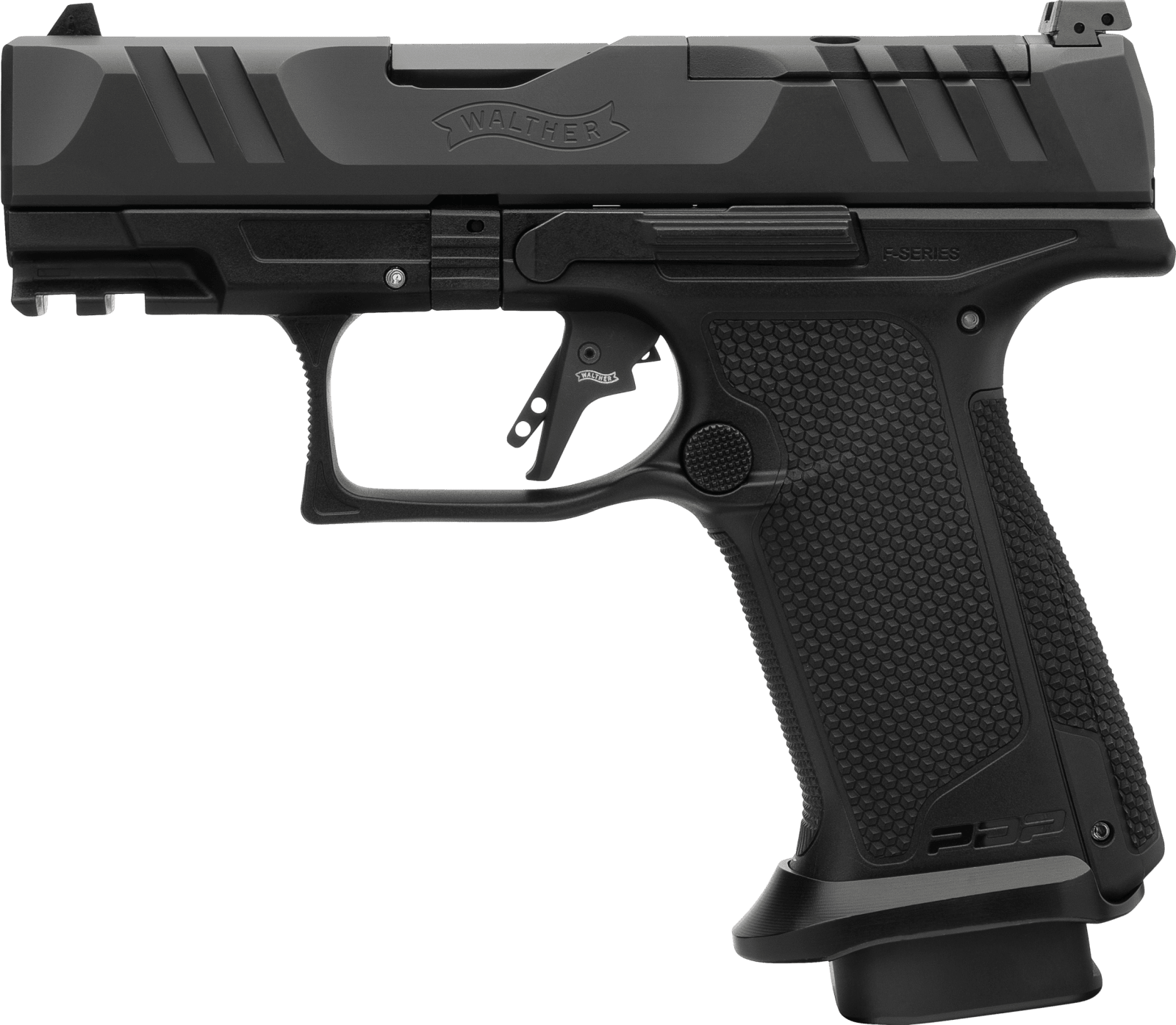 Walther Arms 4797054 PDP F-Series Pro E 9mm Luger 10+1 3.50" Black Steel Barrel, Black Optic Ready/Serrated Steel Slide, Black Polymer Frame w/Picatinny Rail, Interchangeable Backstrap Grip