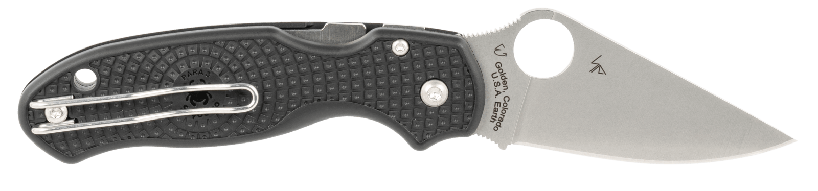 Spyderco C223PBK Para 3 Lightweight 2.92" Folding Clip Point Plain CTS BD1 SS Blade FRN Black Includes Pocket Clip