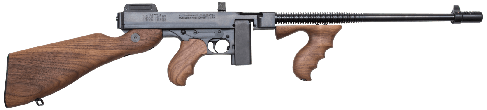 Thompson T110S 1927A-1 Deluxe 45 ACP Caliber with 16.50" Barrel, 10+1 Capacity (Stick), Blued Metal Finish, American Walnut Stock Wood Grip Right Hand