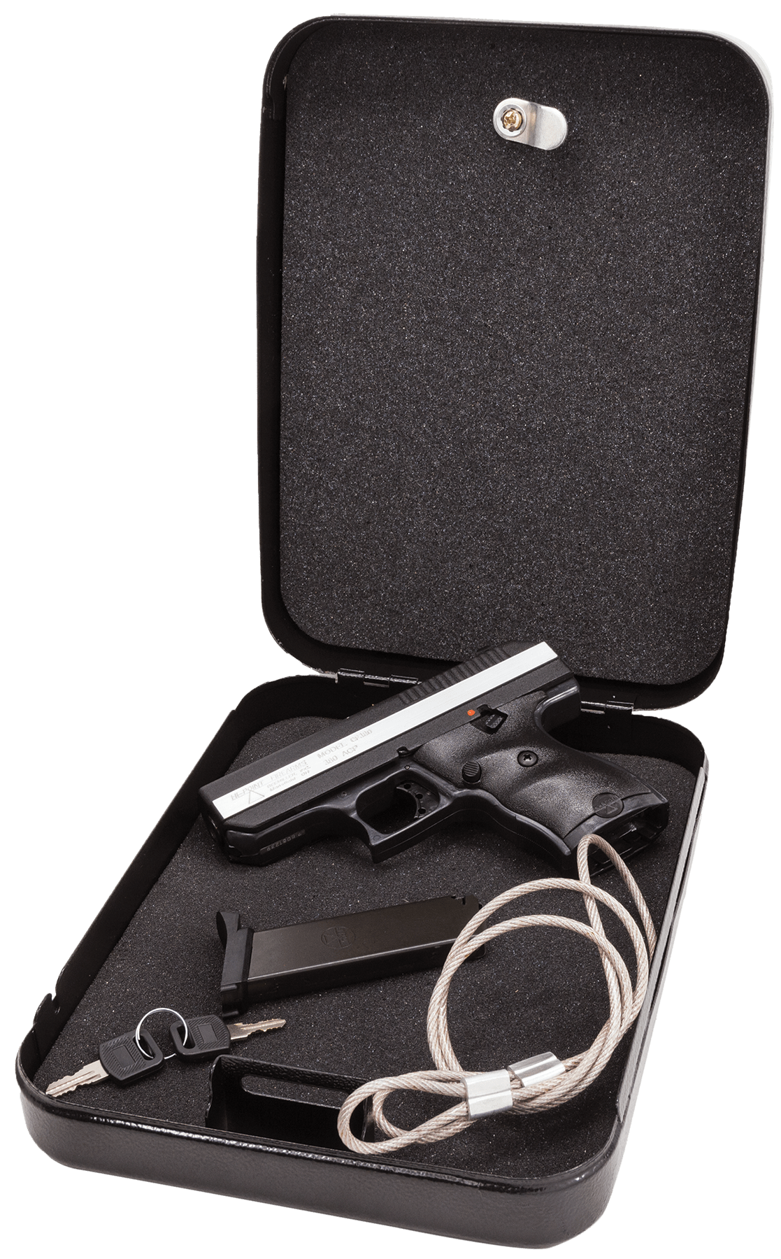 Hi-Point CF380HSP CF Home Security Package 380 ACP 8+1, 3.50" Black Steel Barrel, Black Powder Coated/Chrome Serrated Steel Slide, Black Polymer Frame & Grip, Keyed Lock Box