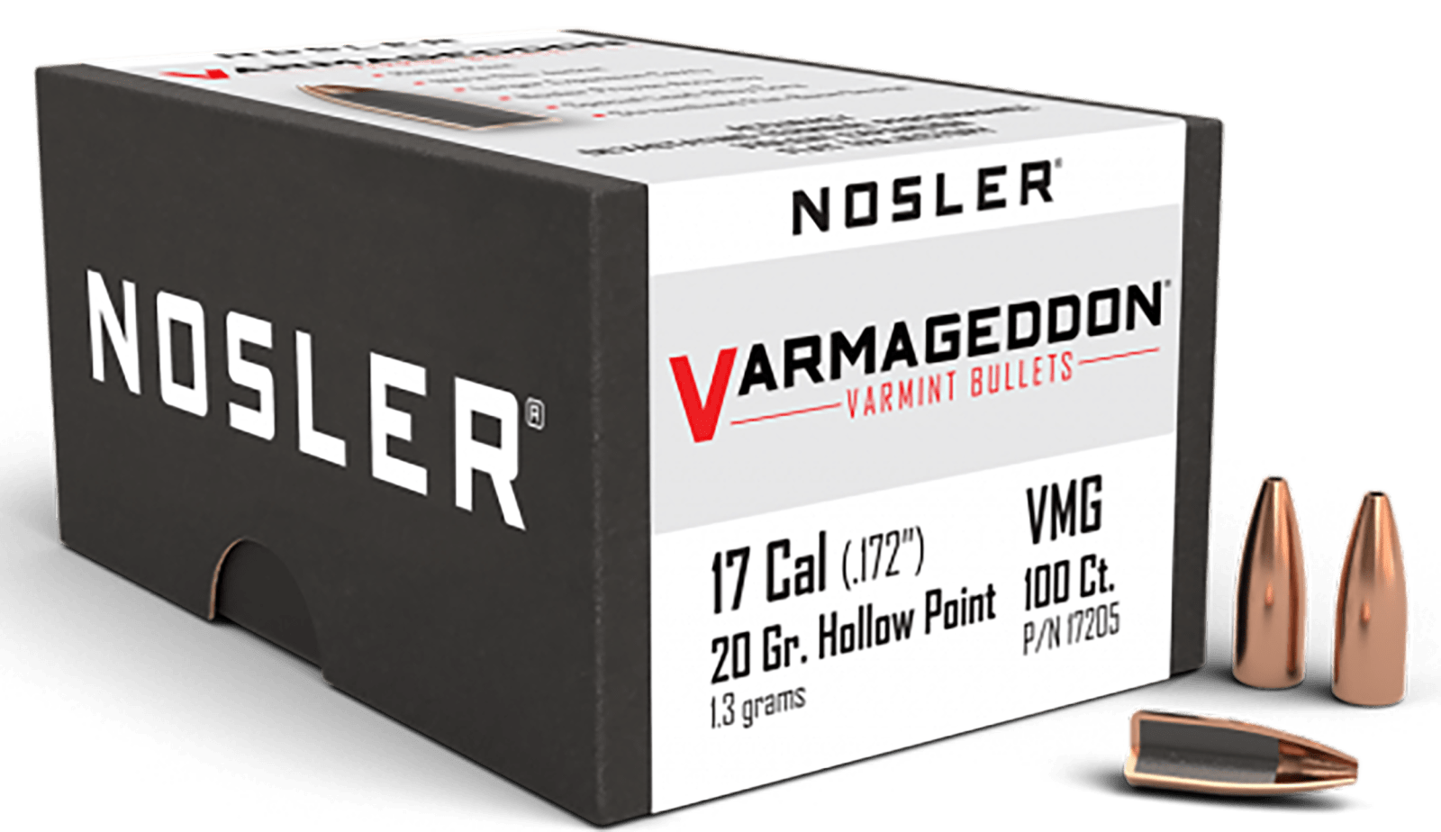 Nosler 17205 Varmageddon 17Cal 20gr Flat Base Hollow Point 100/Box