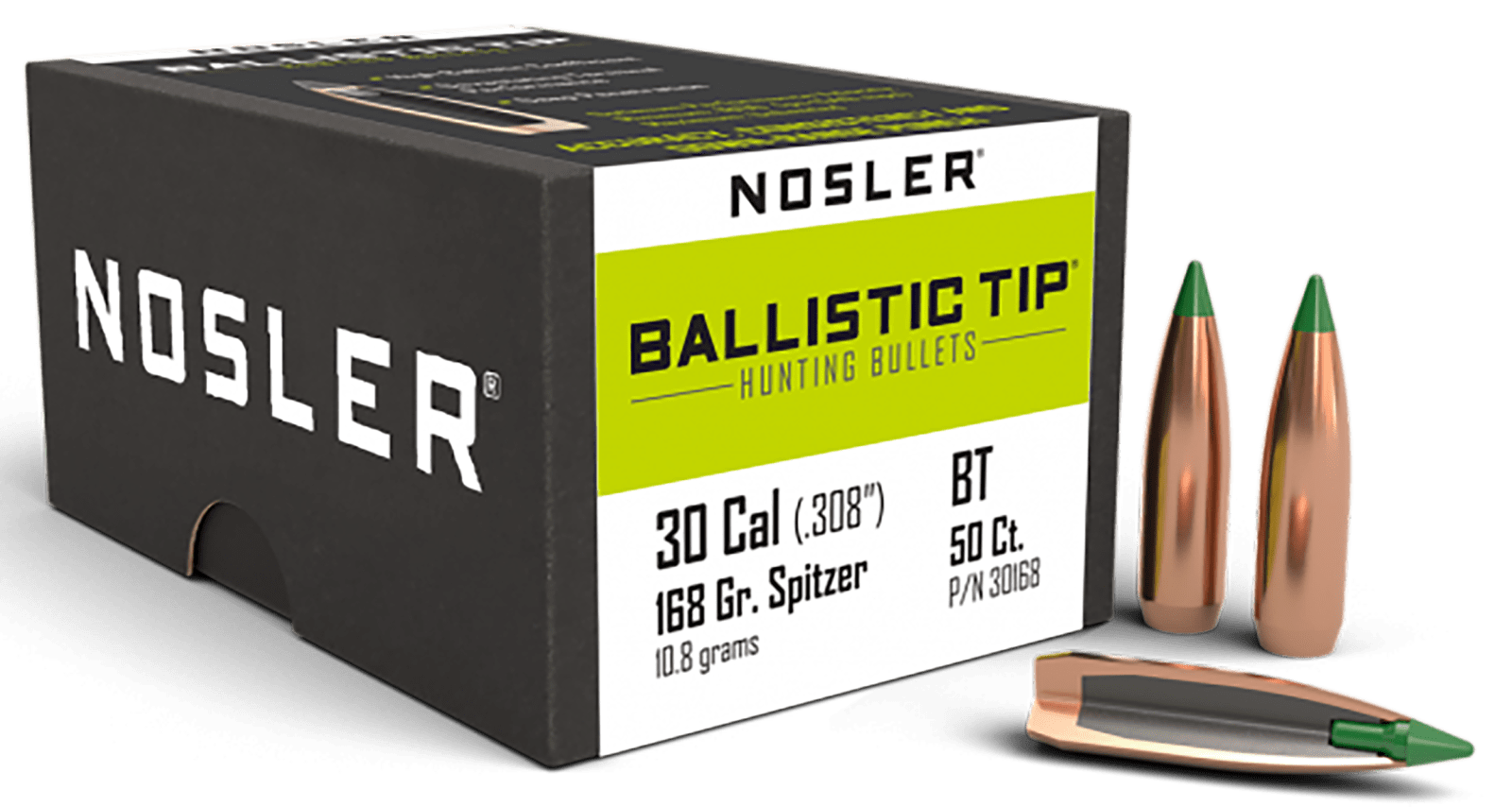 Nosler 30168 Ballistic Tip  30Caliber 168gr Spitzer 50/Box