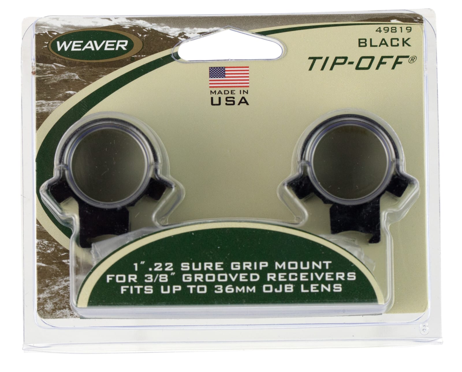Weaver Mounts 49819 .22 Tip-Off Rings Black 1"