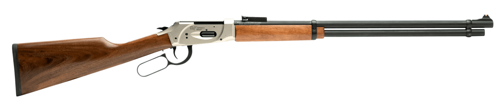 Gforce Arms GFLVR410NKL Saddlehorn  Full Size 410 Gauge Lever 2.50" 9+1 24" Black Steel Barrel, Nickel Aluminum Receiver, Fixed Turkish Walnut Wood Stock, Right Hand