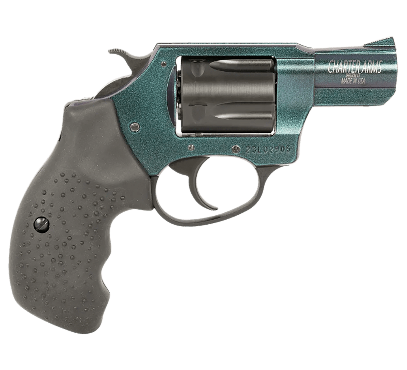 Charter Arms 25387 Undercover Chameleon 38 Special 5rd 2" Barrel, Overall Hi-Polished Iridescent Cerakote Finish, Standard Hammer, Finger Grooved Black Rubber Grip