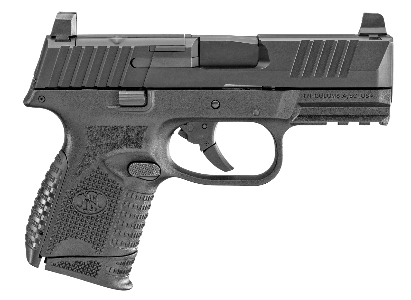 FN 66100572 509C MRD Compact Frame9mm Luger 10+1 3.70" Black Recessed Target Crown Steel Barrel, Black PVD Optic Ready/Serrated Steel Slide & Polymer Frame w/Picatinny Rail,  Ambidextrous