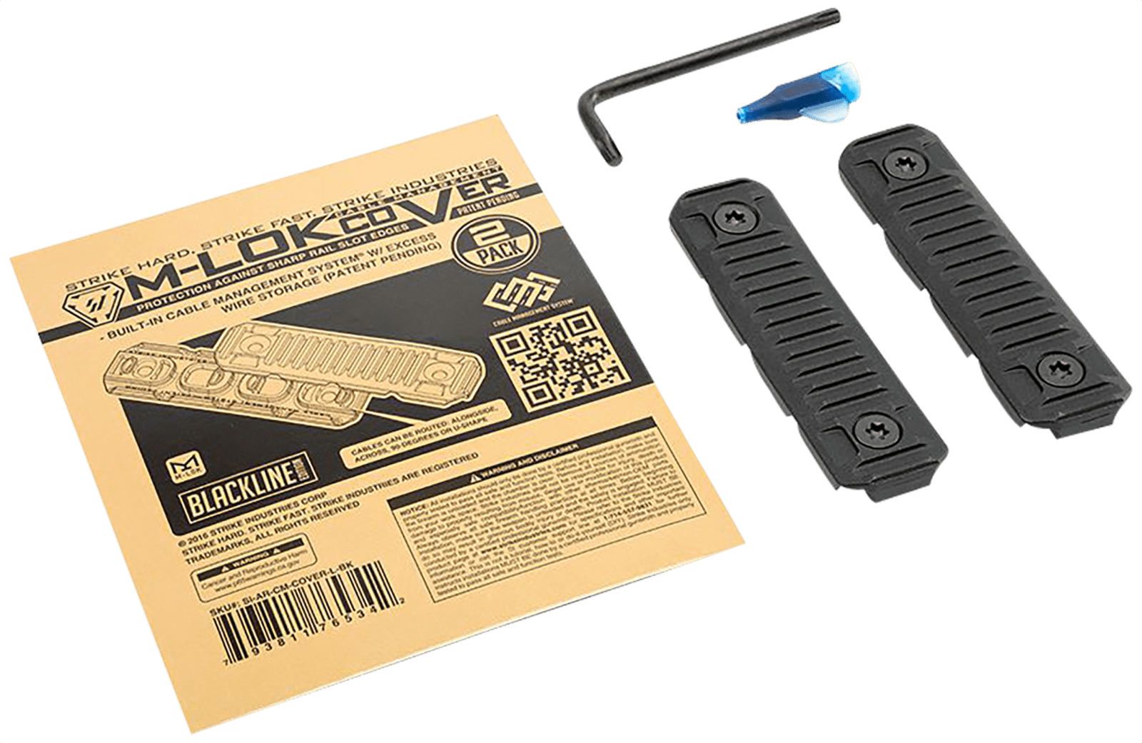Strike Industries AR-CM-COVER-L-BK Cable Management Cover Long 3.14"L Black Polymer for M-Lok