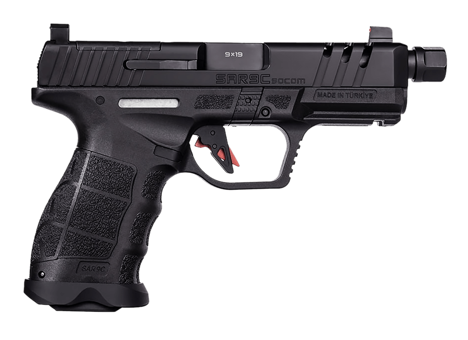 SAR USA SAR9CSOCOMBL SAR9 C  Compact Frame 9mm Luger 21+1 4" Black Steel Barrel, Black Steel Optic Ready/Ported/Serrated Slide, Black Polymer Frame w/Picatinny Rail, Interchangeable Backstrap Grip