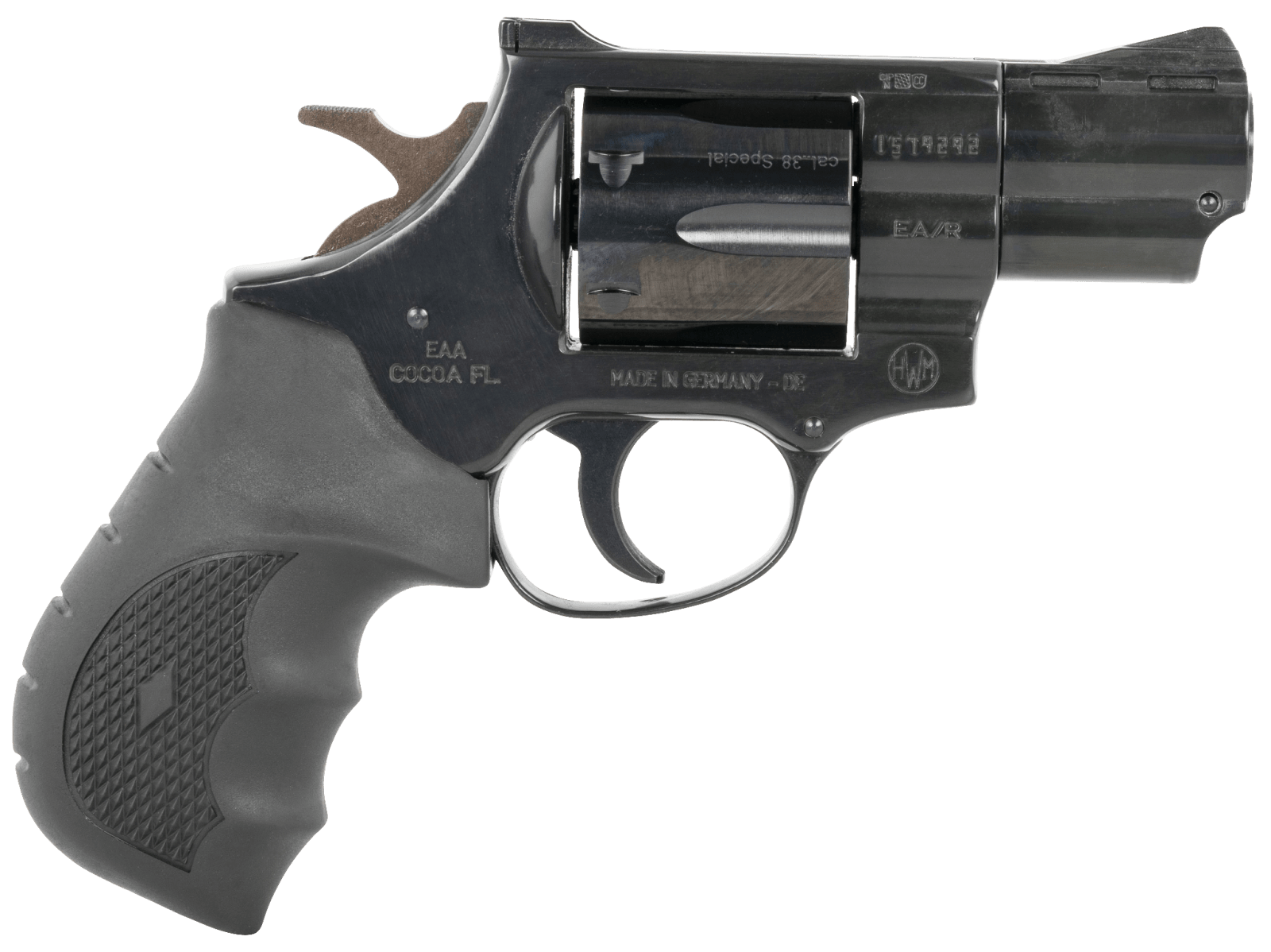 Weihrauch Guns 770125 Windicator 38 Special 6rd 2" Blued Steel Barrel & Cylinder, Compact Blued Steel Frame w/Exposed Hammer, Ramp Front/Fixed Rear Sights, Finger Grooved Black Rubber Grip
