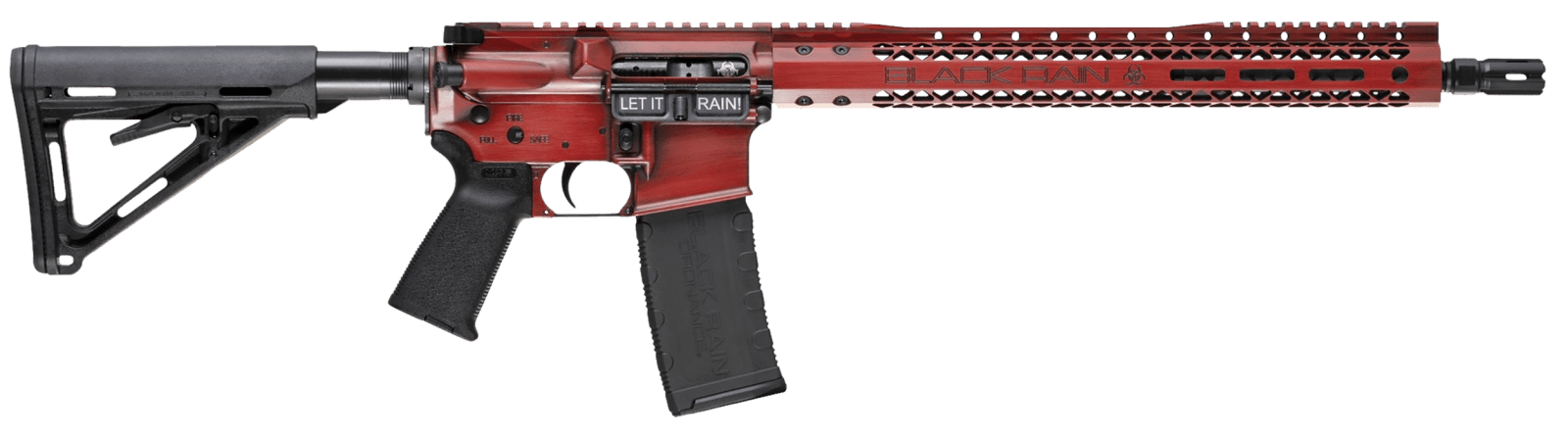 Black Rain Ordnance BROWTPRB Spec 15+ We The People 5.56x45mm NATO 30+1 16", Red Battleworn with Deep Engraving, 15" Slim M-LOK, Magpul Grip/Carbine Stock, Castle Flash Hider