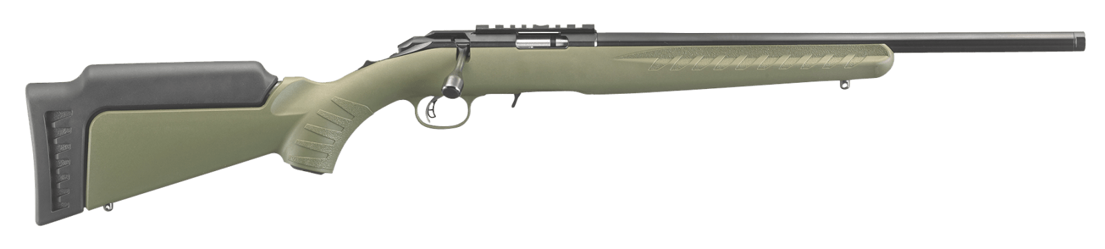 Ruger 8334 American Rimfire Sports South Exclusive Full Size 22 LR 10+1 18" Satin Blued Threaded Barrel & Alloy Steel Receiver w/Scope Rail, Green Fixed Synthetic Stock, Right Hand