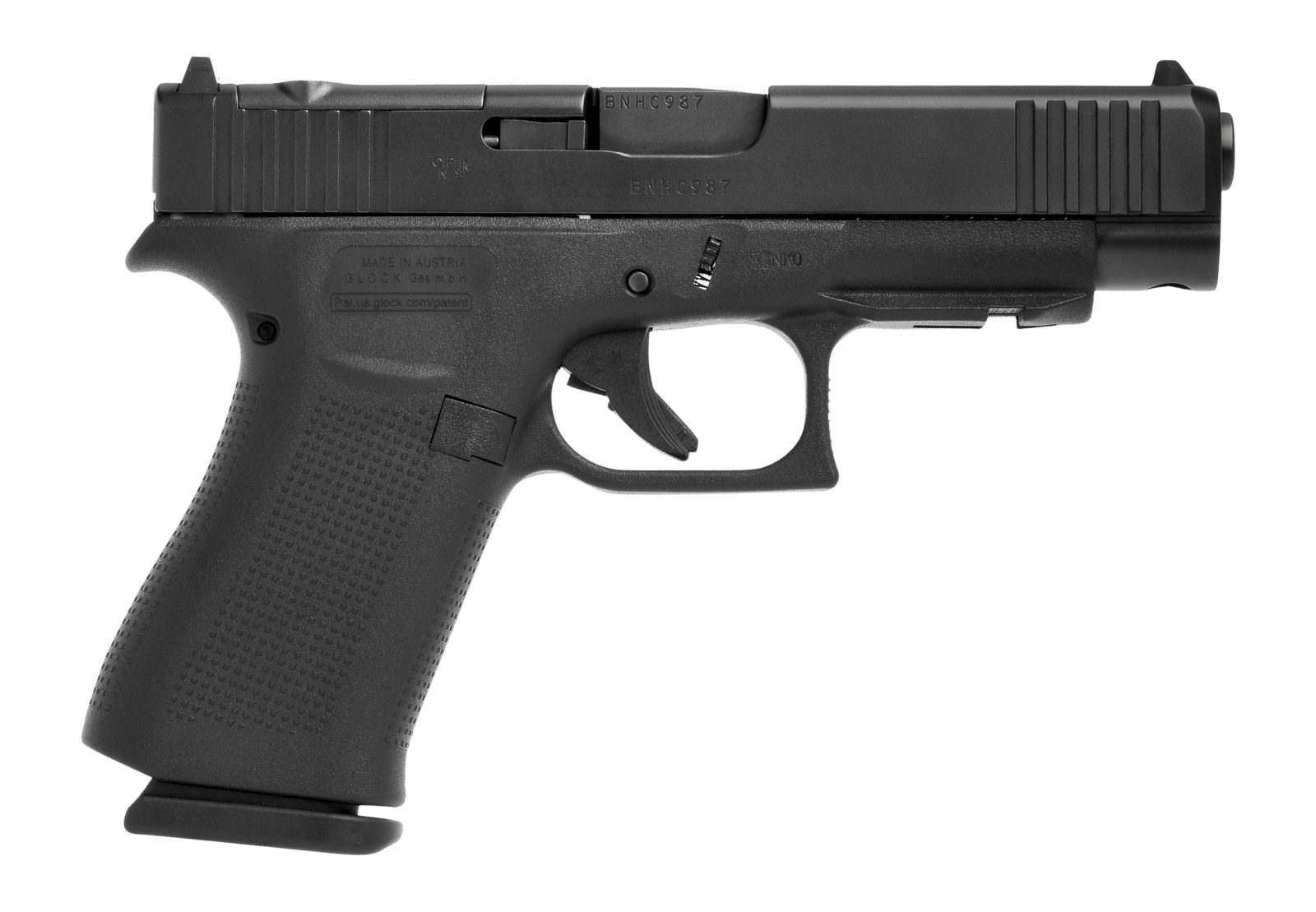 Glock PA4850203FR G48  Slim Compact 9mm Luger 15+1 4.17" Black GMB Barrel, Black nDLC Optic Ready/Serrated Steel Slide, Black Polymer Frame w/Beavertail & Front Rail, Black Textured Polymer Grip, Righ