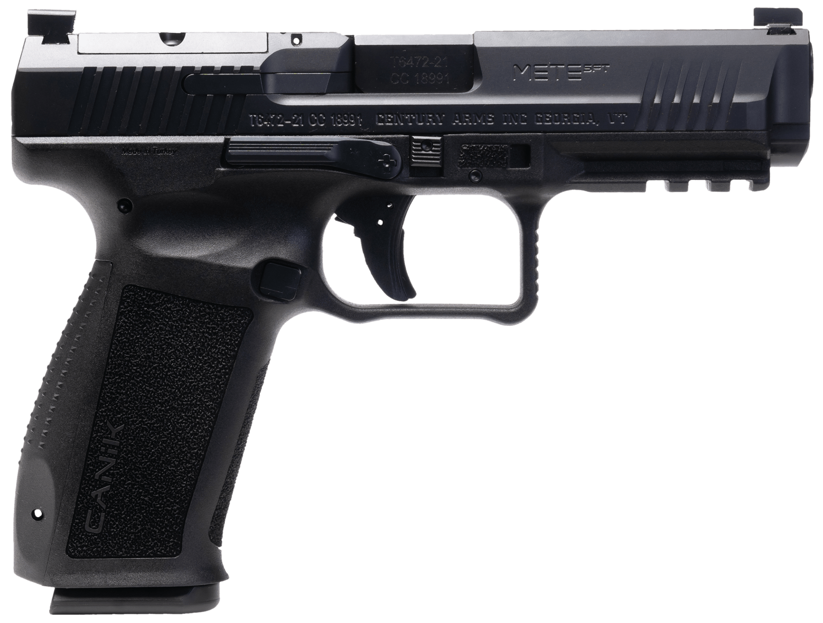 Canik HG6826N Mete SFT  9mm Luger 10+1 4.46" Black Nitride Steel Barrel, Black Cerakote Optic Ready/Serrated Steel Slide, Black Polymer Frame w/Picatinny Rail, Interchangeable Backstrap Grip