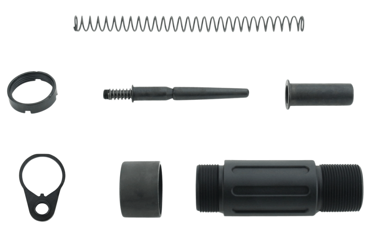 TacFire MAR139C Short Buffer Tube System  Black Anodized Aluminum with QD End Plate for AR Pistol Platform