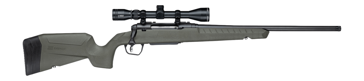 Savage Arms 33164 Axis 2 XP w/Optic 7mm-08  Rem 4+1 20" Matte Black Carbon Steel Threaded Barrel, Drilled & Tapped Receiver, OD Green Synthetic Fixed w/Pistol Grip Stock, 3-9x40mm Duplex Scope, Right