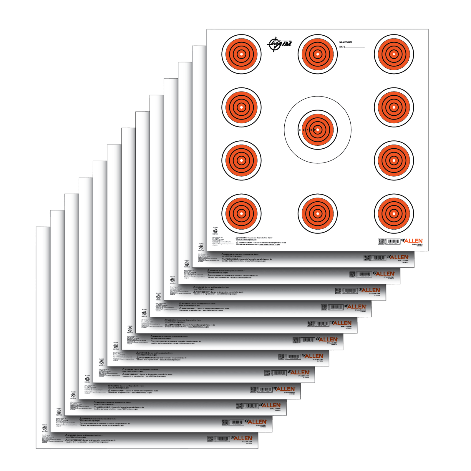 EZ-Aim 15245 Paper Targets Indoor SPOT Paper Hanging 12" x 12" Orange/White 13 Per Pkg