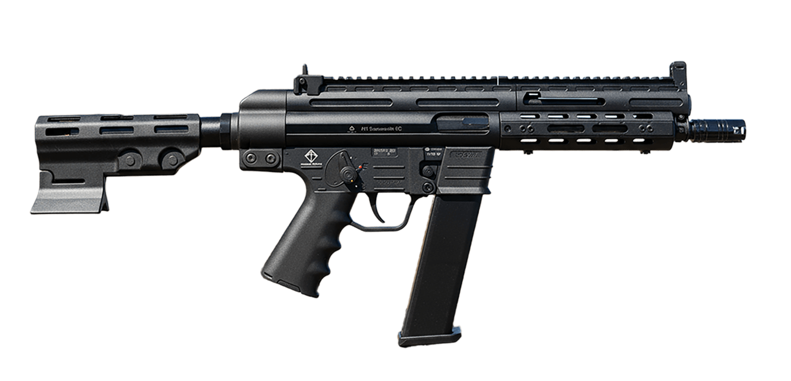 ATI GERGGSG933 GSG-9 9mm Luger 33+1 7.90" Black Threaded Barrel, Black Aluminum Receiver w/Picatinny Rail, M-LOK Handguard, Black Pistol Brace, Black Polymer Grip, Ambidextrous