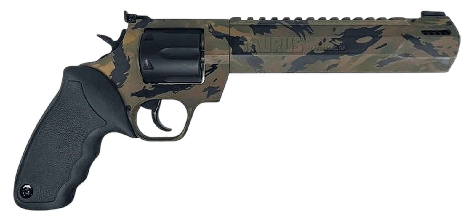Taurus 2-357081RH-DTSC Raging Hunter  Large 357 Mag/38 Special +P 7 Shot 8.37" Camo Picatinny Rail/Ported Barrel, Matte Black Cylinder, Camo Alloy Steel Frame, Transfer Bar Safety, Exposed Hammer