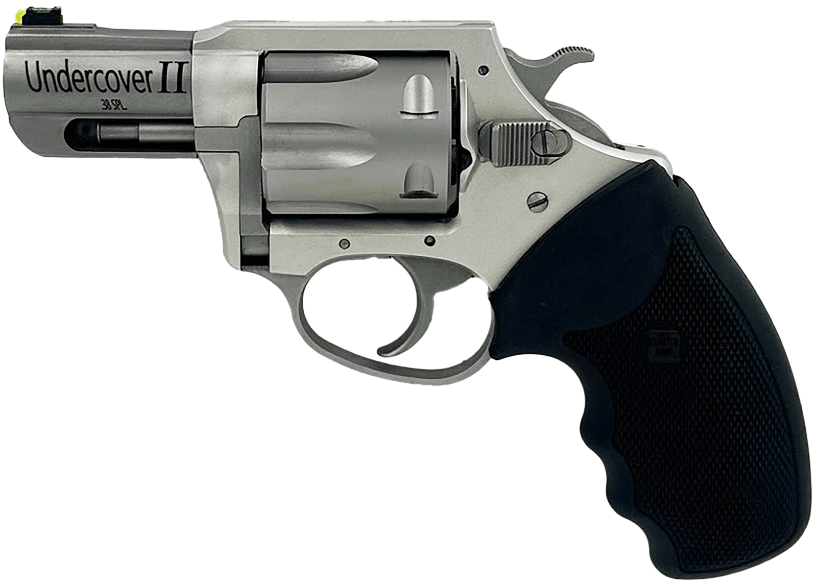 Charter Arms 53620 Undercover II Large 38 Special, 6 Shot 2.20" Matte Stainless Steel Barrel & Cylinder, Anodized Aluminum Frame w/Black Finger Grooved Rubber Grip, Exposed Hammer
