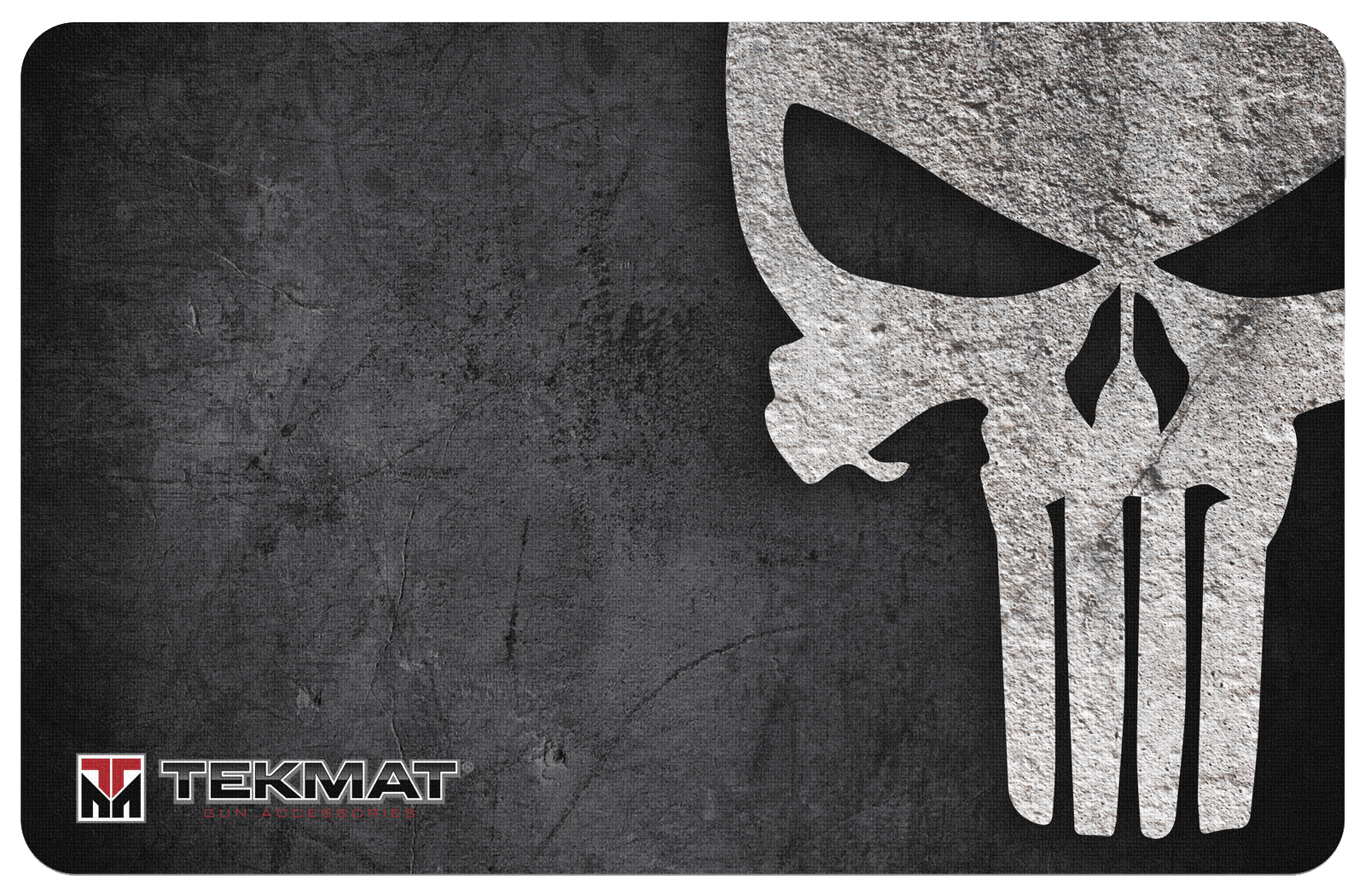 TekMat TEKR17PUNISHER Punisher Grunge Cleaning Mat Black/White Rubber 11"x17" Punisher Skull