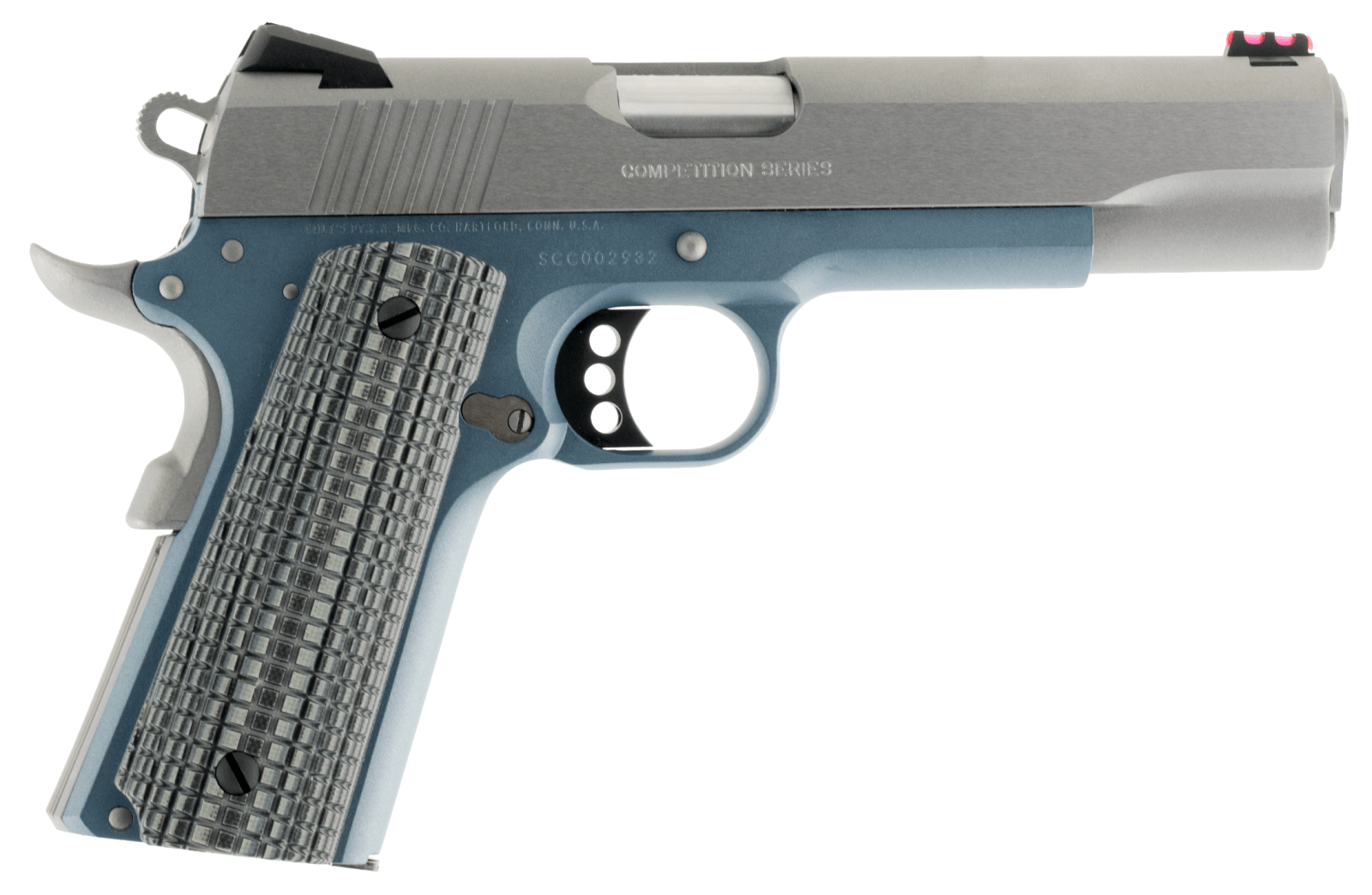 Colt Mfg O1070CCSBT 1911 Competition 45 ACP Caliber with 5" National Match Barrel, 8+1 Capacity, Blue Titanium Finish Frame, Serrated Stainless Steel Slide, Gray G10 Grip & 70 Series Firing System