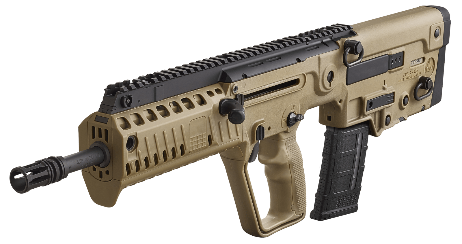 IWI US XFD18 Tavor X95 5.56x45mm NATO Caliber with 18.50" Barrel, 30+1 Capacity, Flat Dark Earth Metal Finish, Flat Dark Earth Fixed Bullpup Stock & Polymer Grip Right Hand