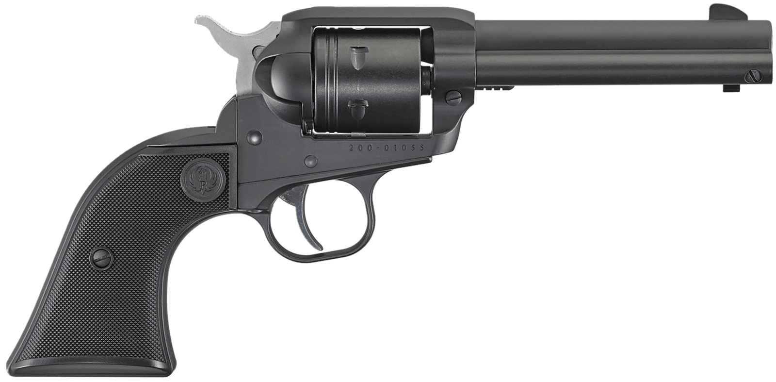 Ruger 2002 Wrangler  22 LR 6 Shot 4.62" Black Cerakote, Black Cerakote Aluminum Frame & Cylinder Black Checkered Polymer Grips