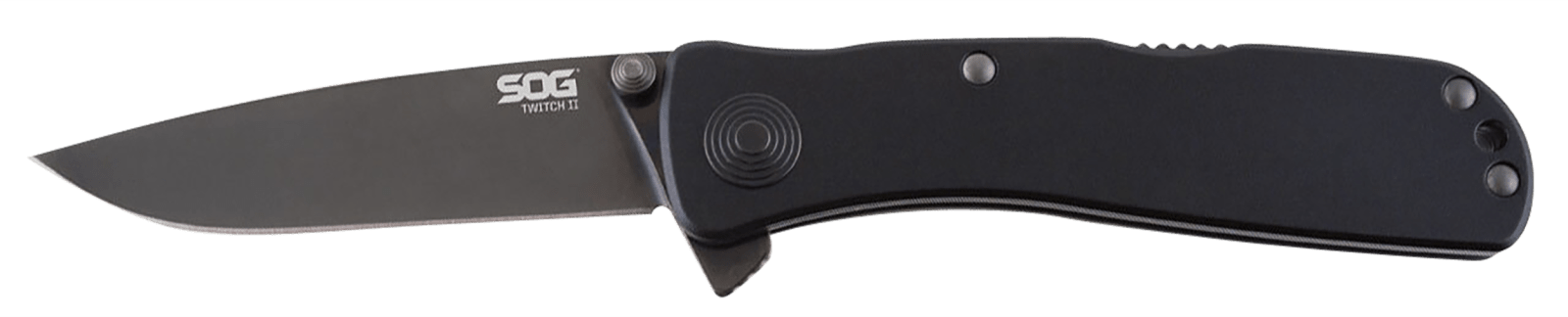 S.O.G SOGTWI12CP Twitch II 2.65" Folding Plain Black Hardcased TiCN AUS-8A SS Blade Black Anodized Aluminum Handle Includes Pocket Clip
