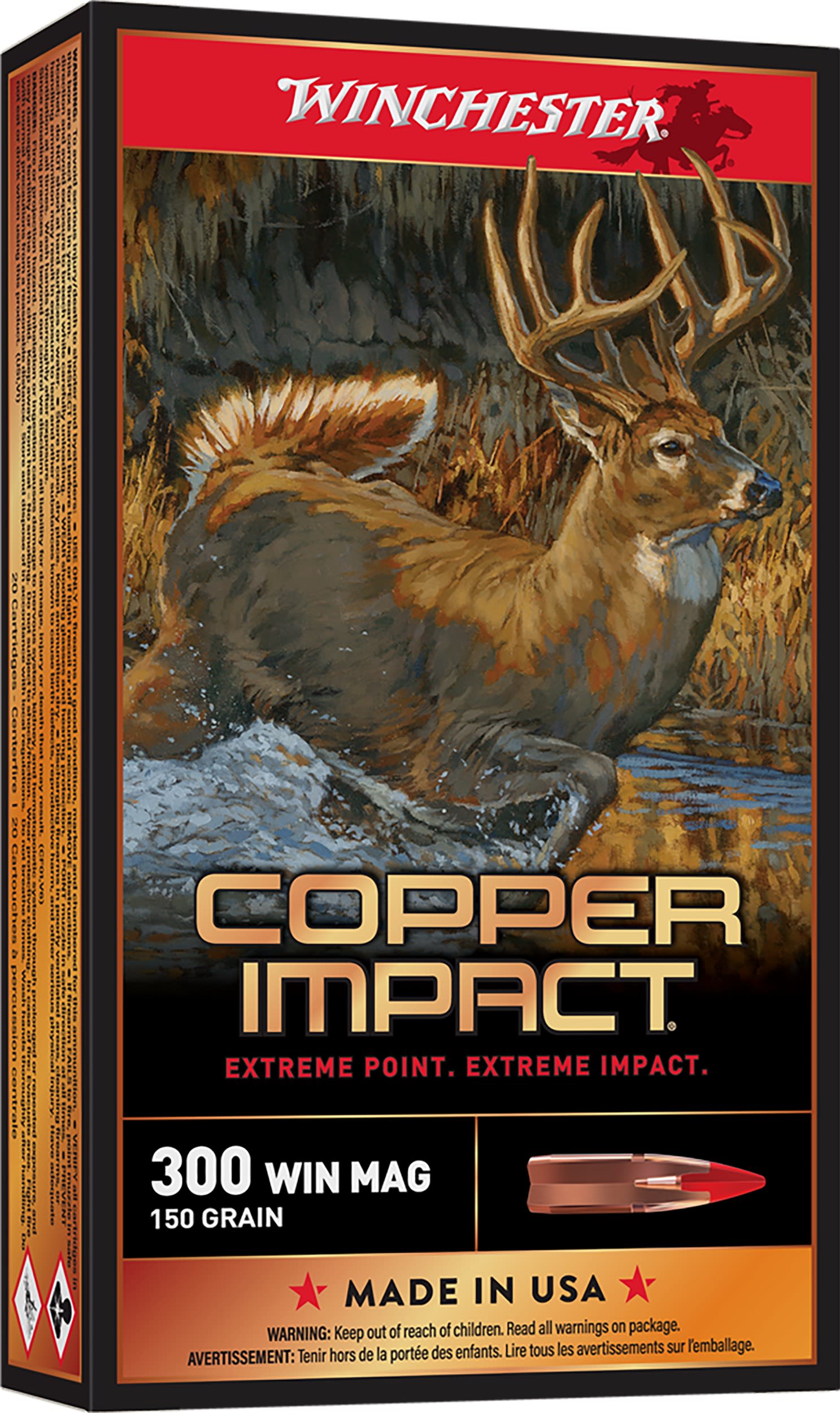 Winchester Ammo X300CLF Copper Impact 300WinMag 150gr Copper Extreme Point Lead Free 20 Per Box/10 Case