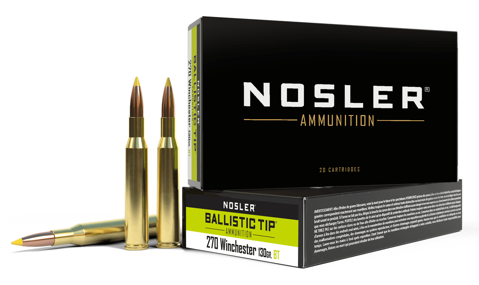 Nosler 40062 Ballistic Tip  270Win 130gr Spitzer Ballistic Tip 20 Per Box/10 Case