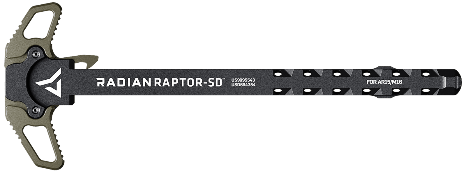 Radian Weapons R0376 Raptor SD Ambi Charging Handle, Radian OD, Gas Ported Shaft, Fits Mil-Spec AR-15/M16 Platform